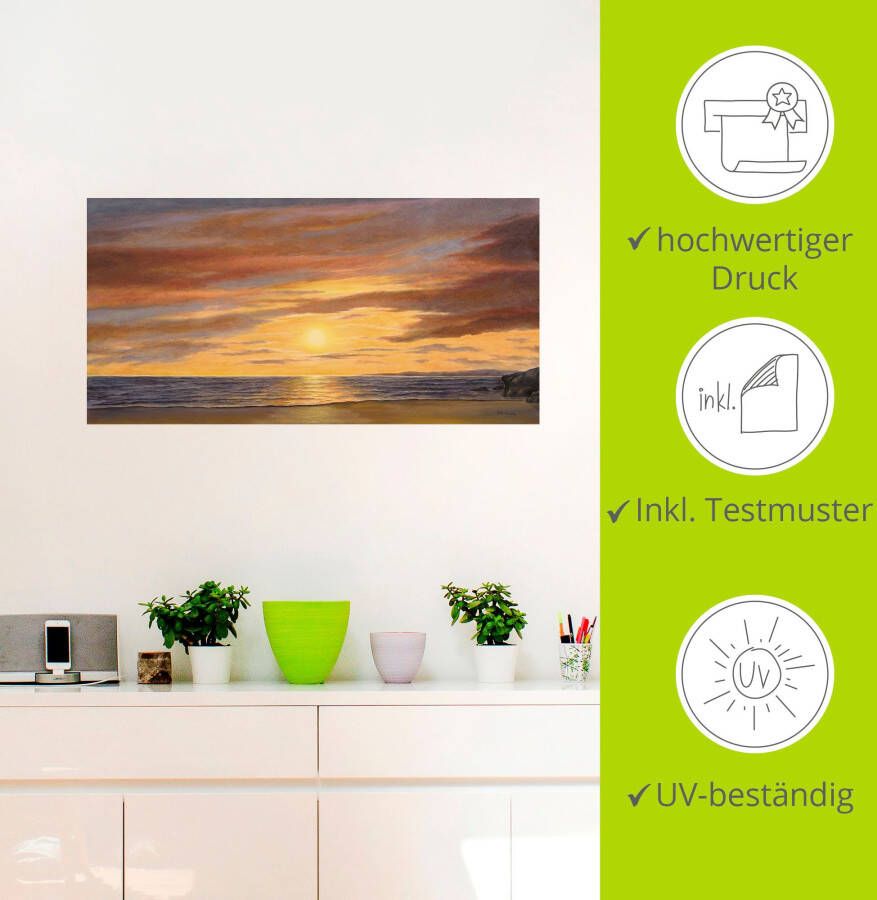 Artland Artprint Zon aan het strand als artprint van aluminium artprint voor buiten artprint op linnen poster muursticker