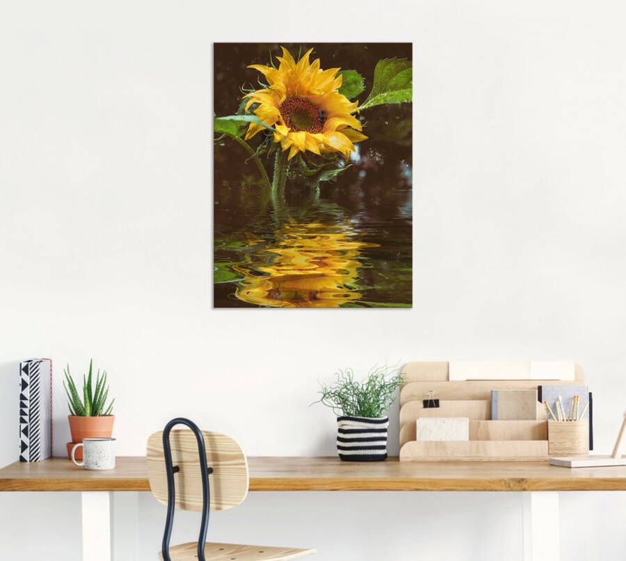 Artland Artprint Zonnebloem als artprint van aluminium artprint voor buiten artprint op linnen poster muursticker