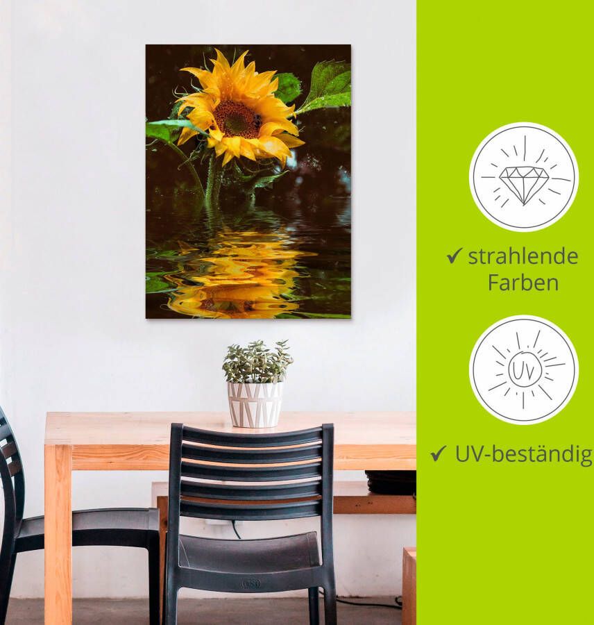 Artland Artprint Zonnebloem als artprint van aluminium artprint voor buiten artprint op linnen poster muursticker