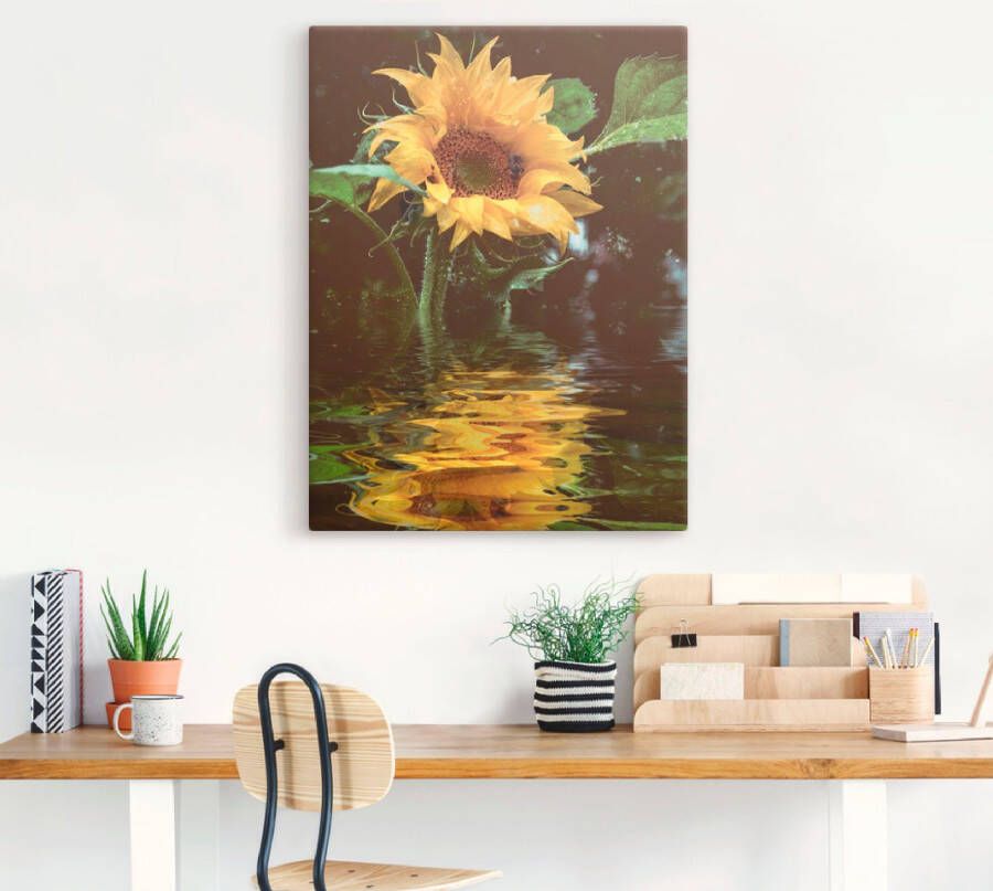 Artland Artprint Zonnebloem als artprint van aluminium artprint voor buiten artprint op linnen poster muursticker