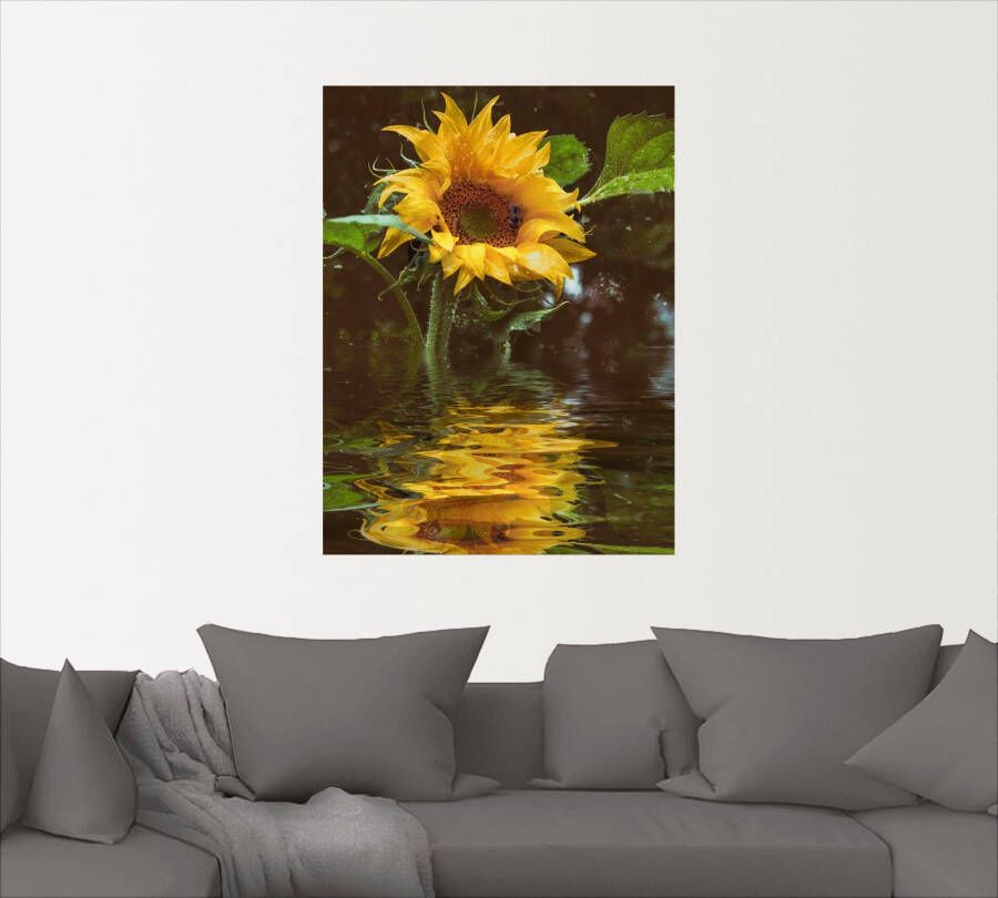 Artland Artprint Zonnebloem als artprint van aluminium artprint voor buiten artprint op linnen poster muursticker