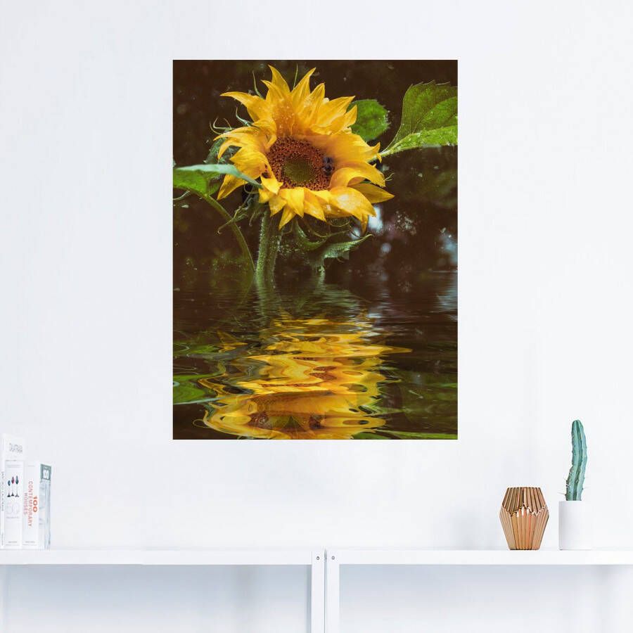 Artland Artprint Zonnebloem als artprint van aluminium artprint voor buiten artprint op linnen poster muursticker