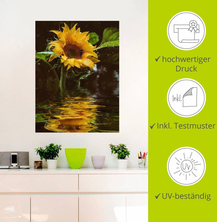 Artland Artprint Zonnebloem als artprint van aluminium artprint voor buiten artprint op linnen poster muursticker