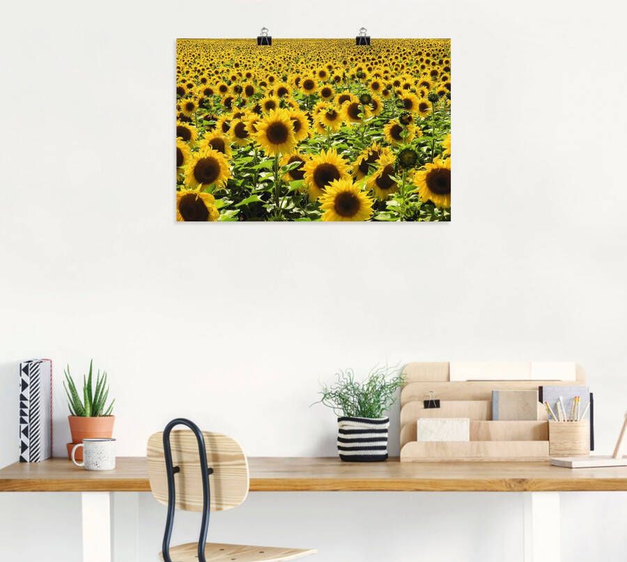 Artland Artprint Zonnebloemveld als artprint van aluminium artprint voor buiten artprint op linnen poster in verschillende maten. maten