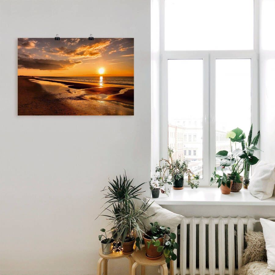 Artland Artprint Zonsondergang aan de Middellandse Zee als artprint op linnen poster muursticker in verschillende maten