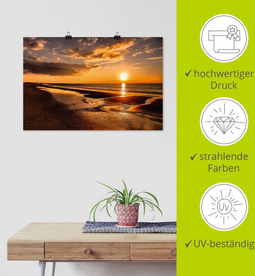 Artland Artprint Zonsondergang aan de Middellandse Zee als artprint op linnen poster muursticker in verschillende maten