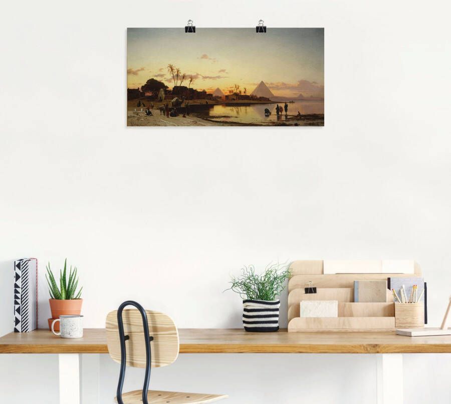 Artland Artprint Zonsondergang aan de Nijl Caïro. als artprint op linnen poster in verschillende formaten maten