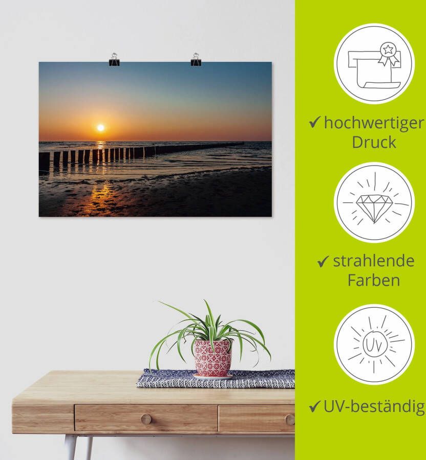 Artland Artprint Zonsondergang aan de Oostzee eiland Poel als artprint van aluminium artprint voor buiten poster in diverse formaten