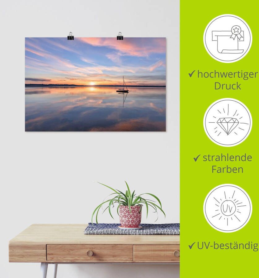 Artland Artprint Zonsondergang aan het Starnberger meer II als artprint van aluminium artprint op linnen muursticker of poster in verschillende maten