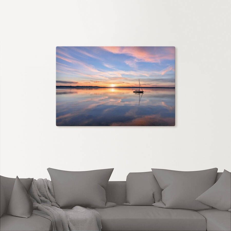 Artland Artprint Zonsondergang aan het Starnberger meer II als artprint van aluminium artprint op linnen muursticker of poster in verschillende maten