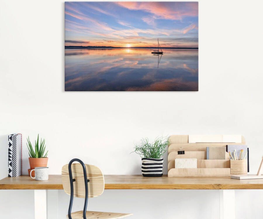 Artland Artprint Zonsondergang aan het Starnberger meer II als artprint van aluminium artprint op linnen muursticker of poster in verschillende maten