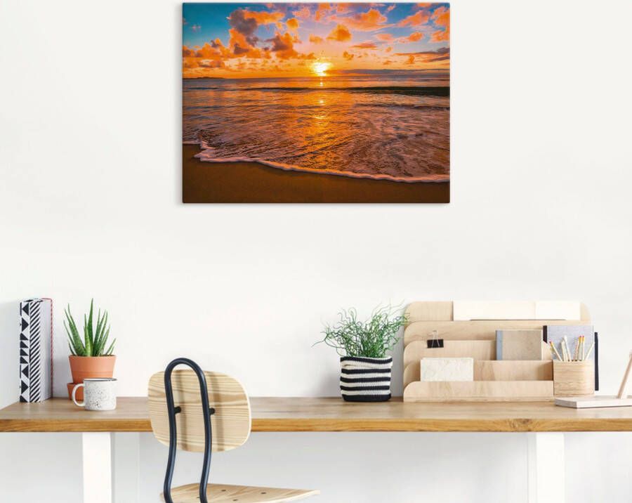 Artland Artprint Zonsondergang aan het strand als artprint op linnen poster in verschillende formaten maten