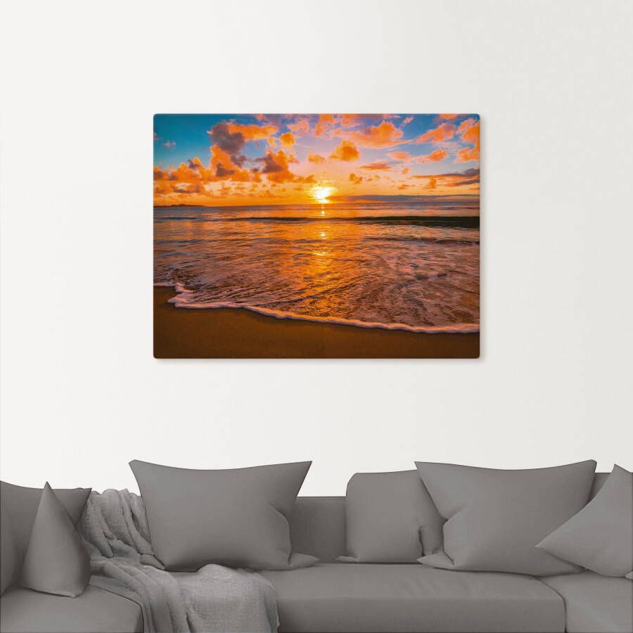 Artland Artprint Zonsondergang aan het strand als artprint op linnen poster in verschillende formaten maten