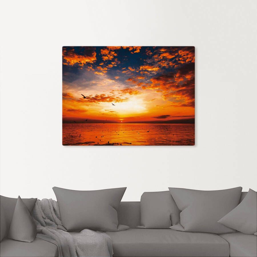 Artland Artprint Zonsondergang aan het strand als artprint op linnen poster muursticker in verschillende maten