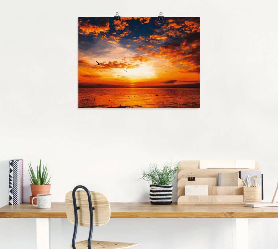 Artland Artprint Zonsondergang aan het strand als artprint op linnen poster muursticker in verschillende maten