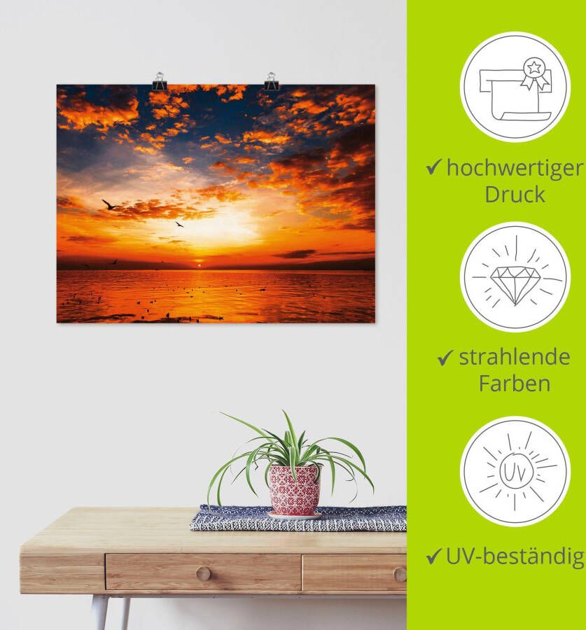 Artland Artprint Zonsondergang aan het strand als artprint op linnen poster muursticker in verschillende maten