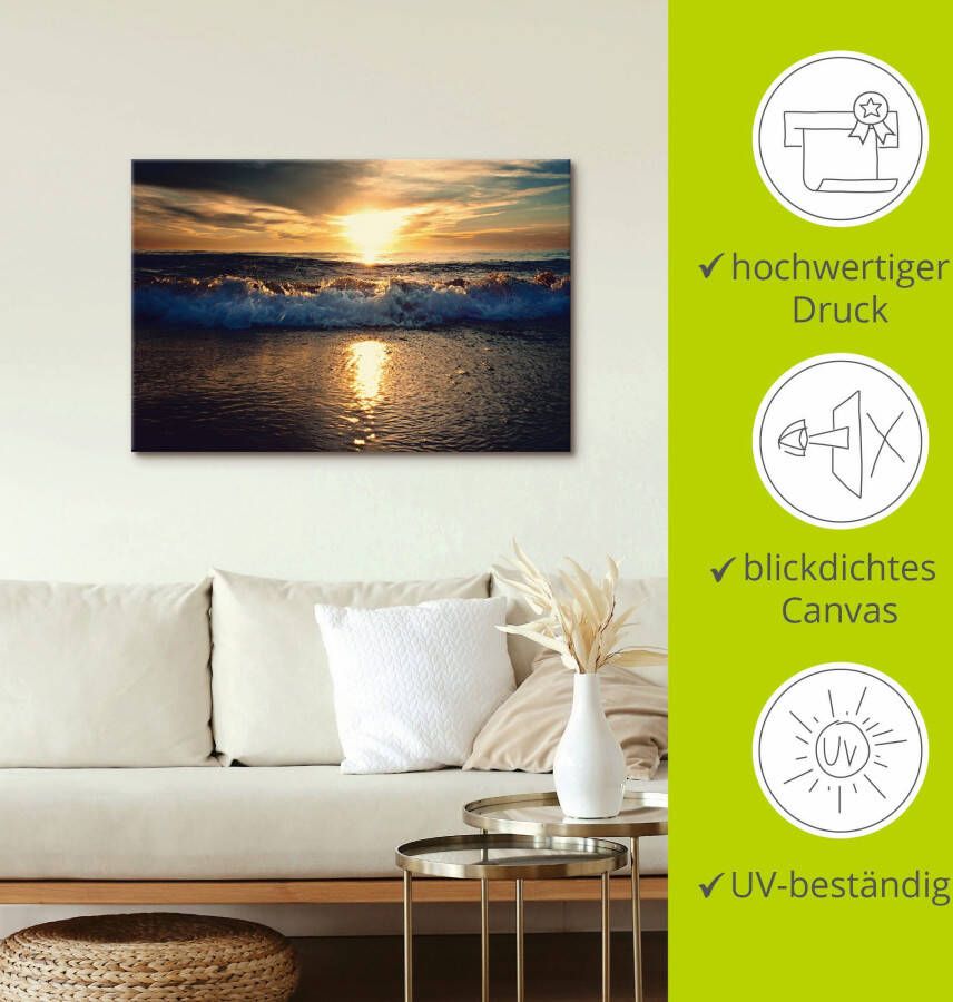 Artland Artprint Zonsondergang aan zee als artprint van aluminium artprint voor buiten artprint op linnen in verschillende maten