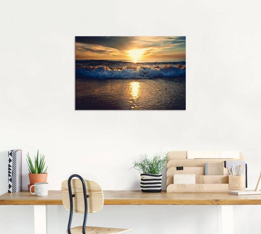 Artland Artprint Zonsondergang aan zee als artprint van aluminium artprint voor buiten artprint op linnen in verschillende maten