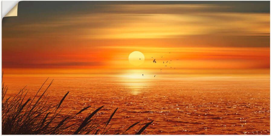 Artland Artprint Zonsondergang boven de zee als artprint op linnen poster muursticker in verschillende maten