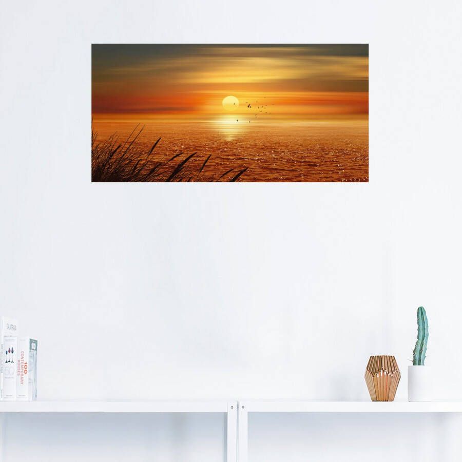 Artland Artprint Zonsondergang boven de zee als artprint op linnen poster muursticker in verschillende maten