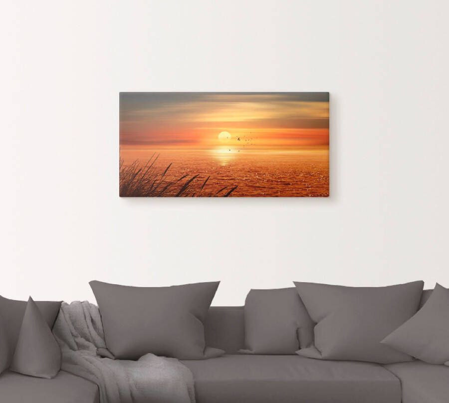 Artland Artprint Zonsondergang boven de zee als artprint op linnen poster muursticker in verschillende maten