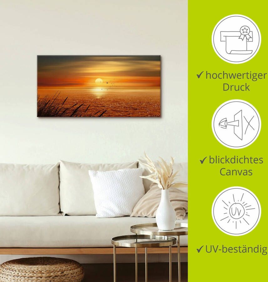 Artland Artprint Zonsondergang boven de zee als artprint op linnen poster muursticker in verschillende maten