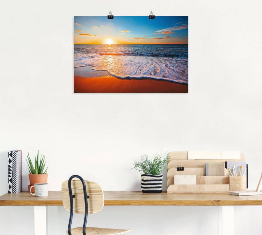 Artland Artprint Zonsondergang en de zee als artprint van aluminium artprint voor buiten artprint op linnen poster in verschillende maten. maten