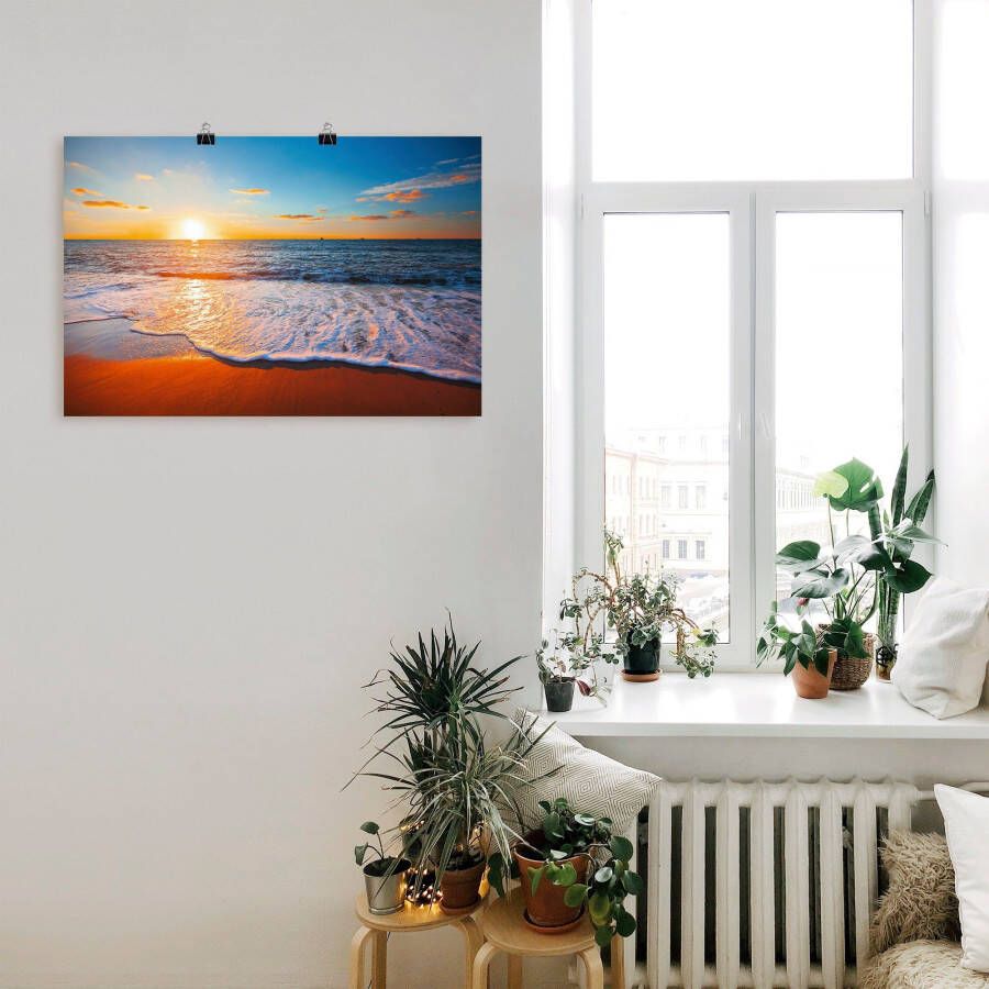 Artland Artprint Zonsondergang en de zee als artprint van aluminium artprint voor buiten artprint op linnen poster in verschillende maten. maten