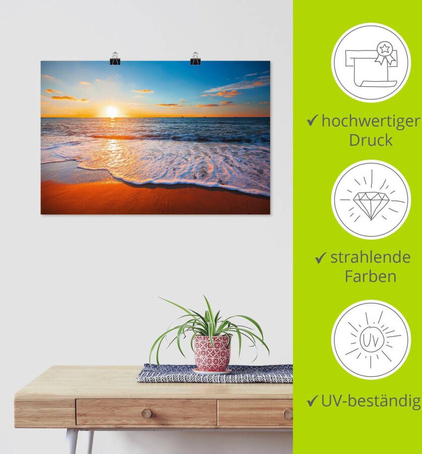 Artland Artprint Zonsondergang en de zee als artprint van aluminium artprint voor buiten artprint op linnen poster in verschillende maten. maten