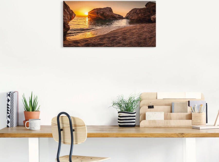 Artland Artprint Zonsondergang en strand als artprint van aluminium artprint voor buiten artprint op linnen poster muursticker