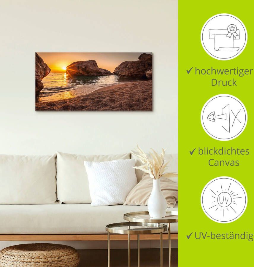 Artland Artprint Zonsondergang en strand als artprint van aluminium artprint voor buiten artprint op linnen poster muursticker