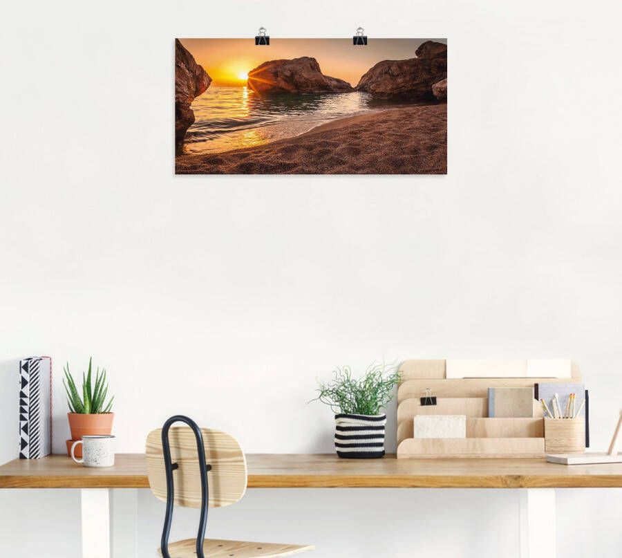 Artland Artprint Zonsondergang en strand als artprint van aluminium artprint voor buiten artprint op linnen poster muursticker