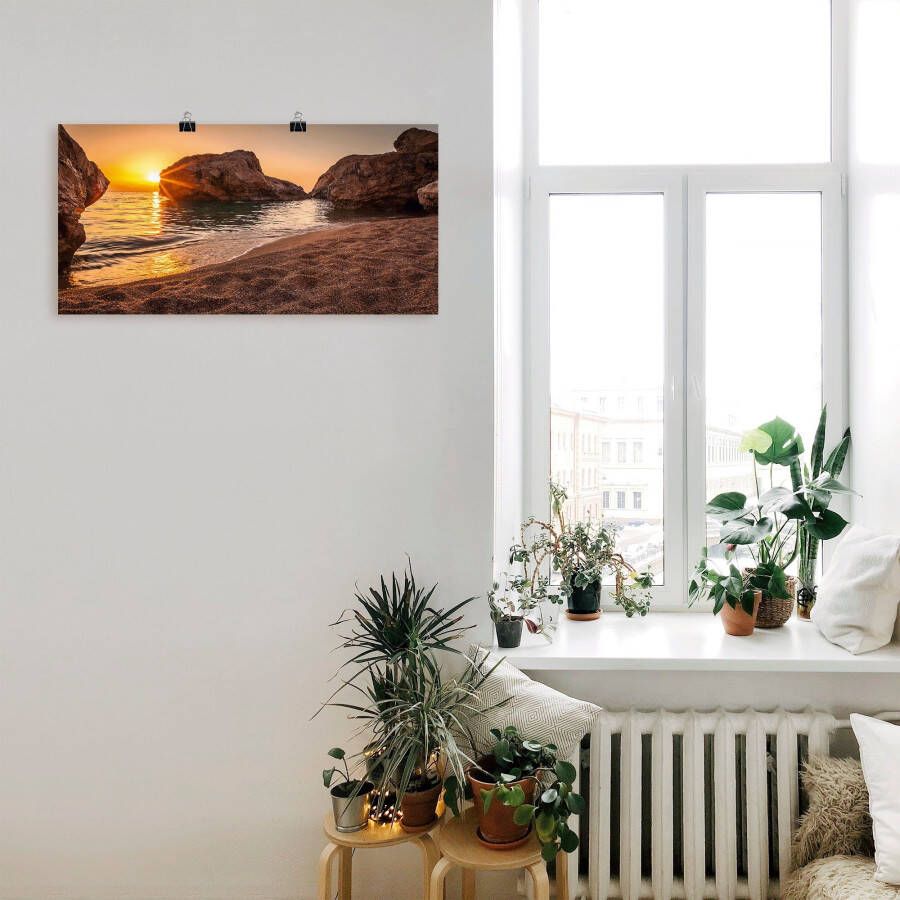 Artland Artprint Zonsondergang en strand als artprint van aluminium artprint voor buiten artprint op linnen poster muursticker