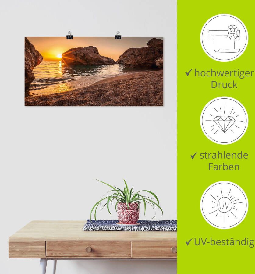 Artland Artprint Zonsondergang en strand als artprint van aluminium artprint voor buiten artprint op linnen poster muursticker