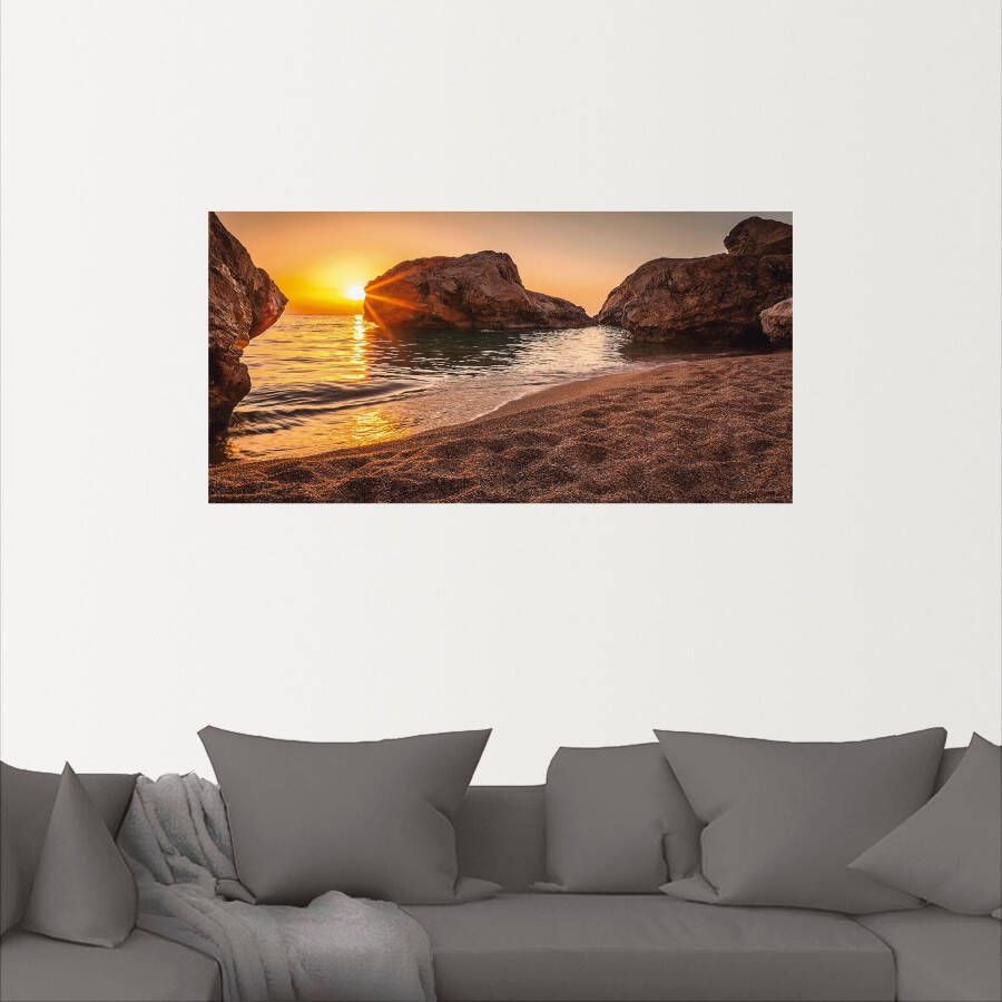 Artland Artprint Zonsondergang en strand als artprint van aluminium artprint voor buiten artprint op linnen poster muursticker