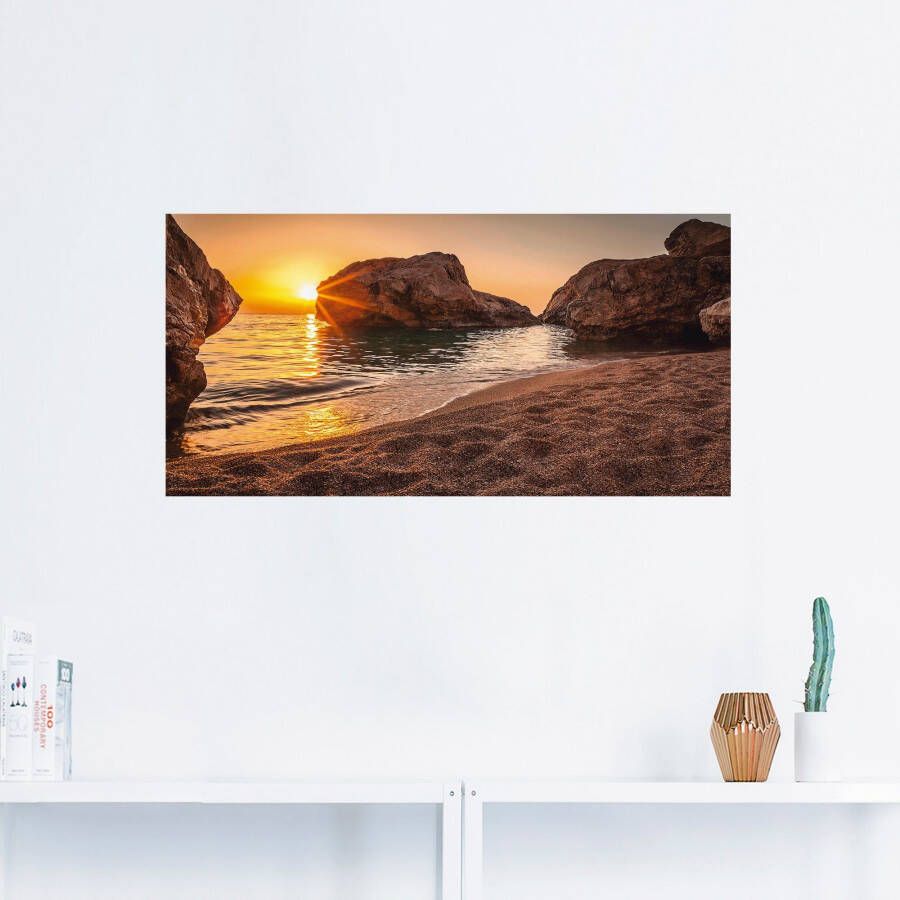 Artland Artprint Zonsondergang en strand als artprint van aluminium artprint voor buiten artprint op linnen poster muursticker