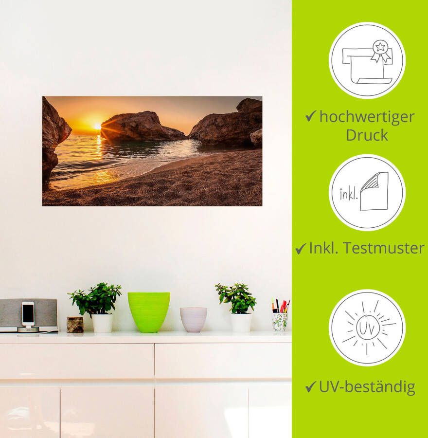 Artland Artprint Zonsondergang en strand als artprint van aluminium artprint voor buiten artprint op linnen poster muursticker