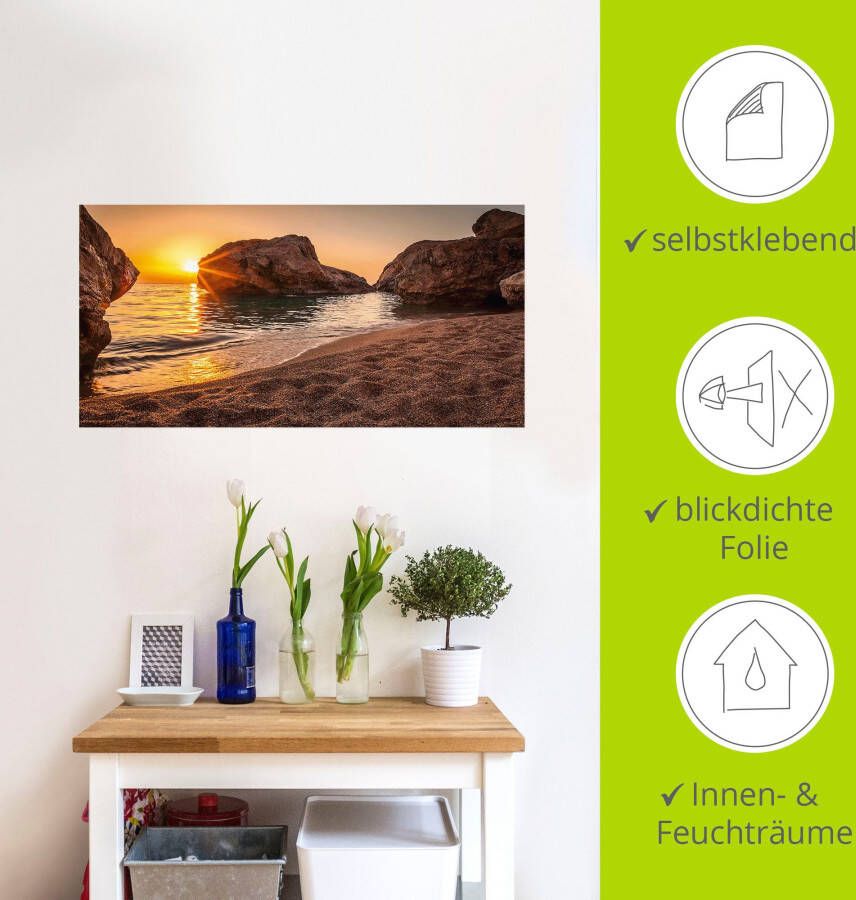 Artland Artprint Zonsondergang en strand als artprint van aluminium artprint voor buiten artprint op linnen poster muursticker