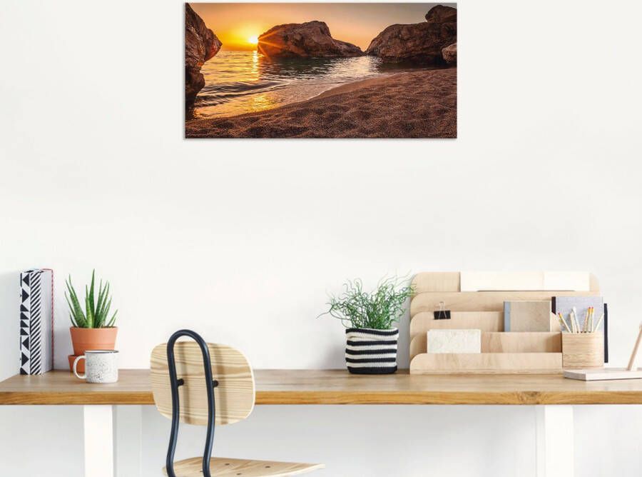 Artland Artprint Zonsondergang en strand als artprint van aluminium artprint voor buiten artprint op linnen poster muursticker