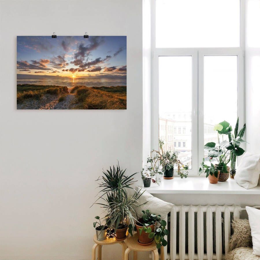 Artland Artprint Zonsondergang op Sylt als artprint op linnen poster in verschillende formaten maten