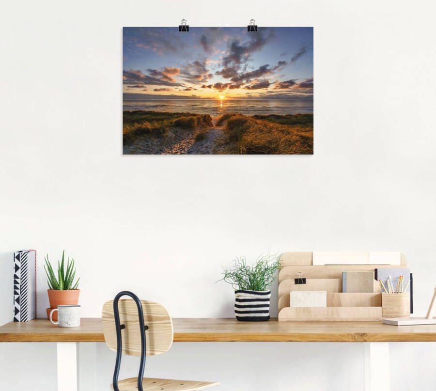 Artland Artprint Zonsondergang op Sylt als artprint op linnen poster in verschillende formaten maten