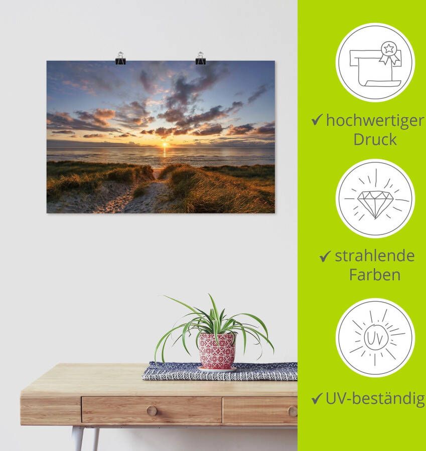 Artland Artprint Zonsondergang op Sylt als artprint op linnen poster in verschillende formaten maten