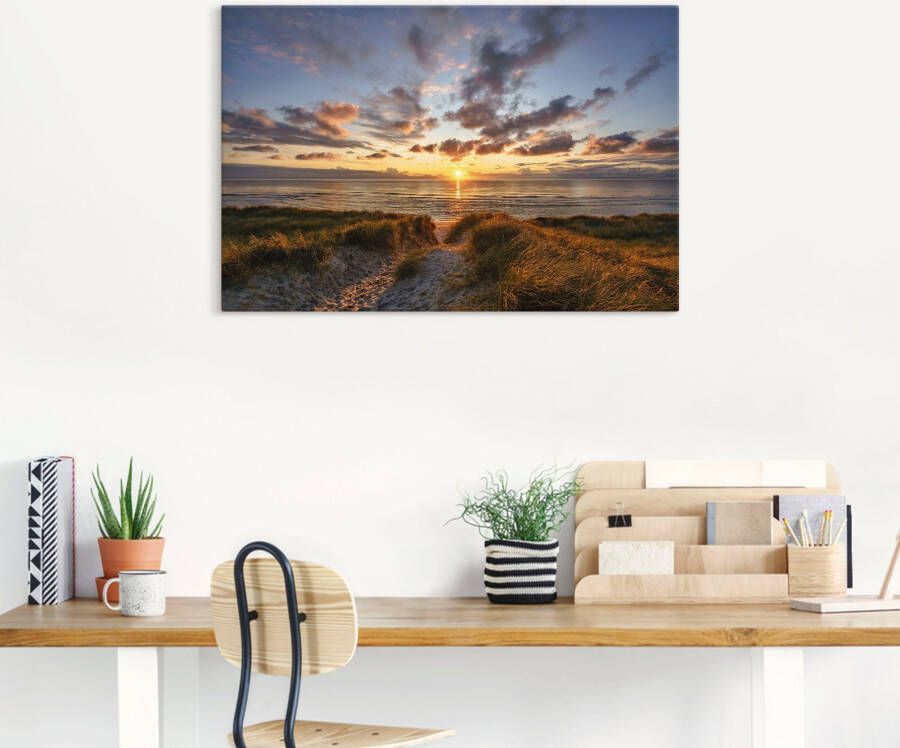 Artland Artprint Zonsondergang op Sylt als artprint op linnen poster in verschillende formaten maten