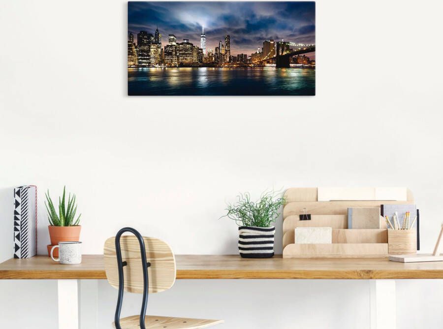 Artland Artprint Zonsopkomst boven Manhattan als artprint van aluminium artprint voor buiten artprint op linnen in verschillende maten