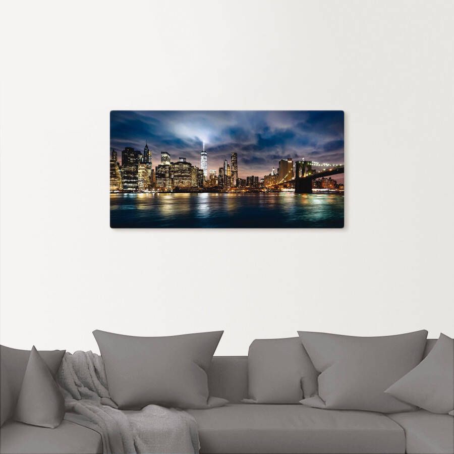 Artland Artprint Zonsopkomst boven Manhattan als artprint van aluminium artprint voor buiten artprint op linnen in verschillende maten