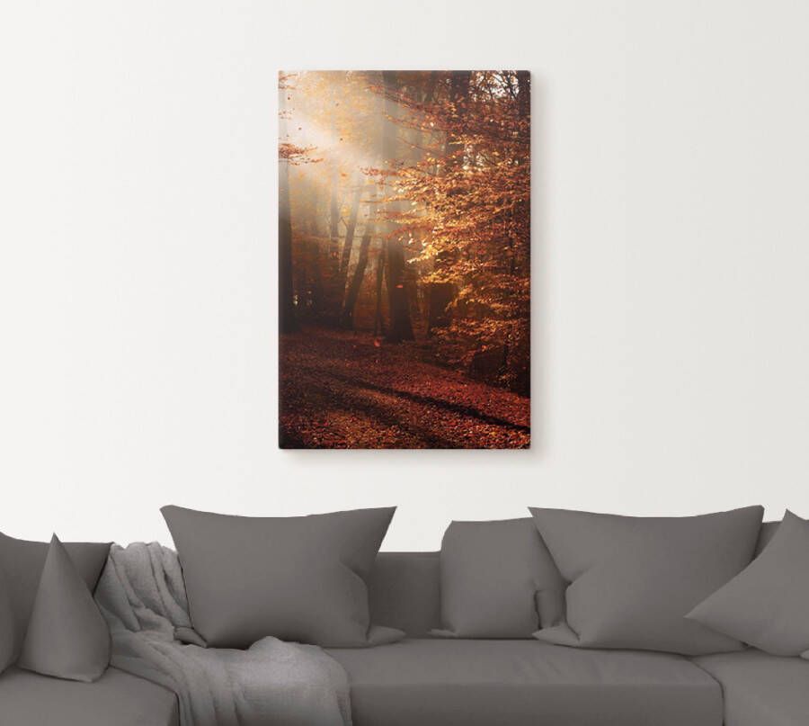 Artland Artprint Zonsopkomst in de herfst als artprint op linnen poster in verschillende formaten maten