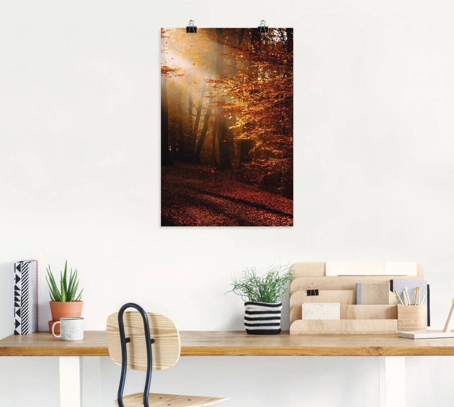 Artland Artprint Zonsopkomst in de herfst als artprint op linnen poster in verschillende formaten maten