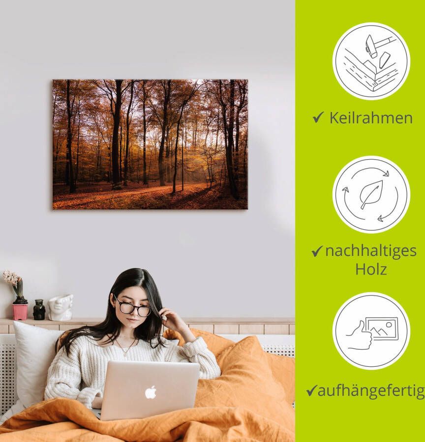 Artland Artprint Zonsopkomst in de herfst II als artprint van aluminium artprint voor buiten artprint op linnen poster muursticker