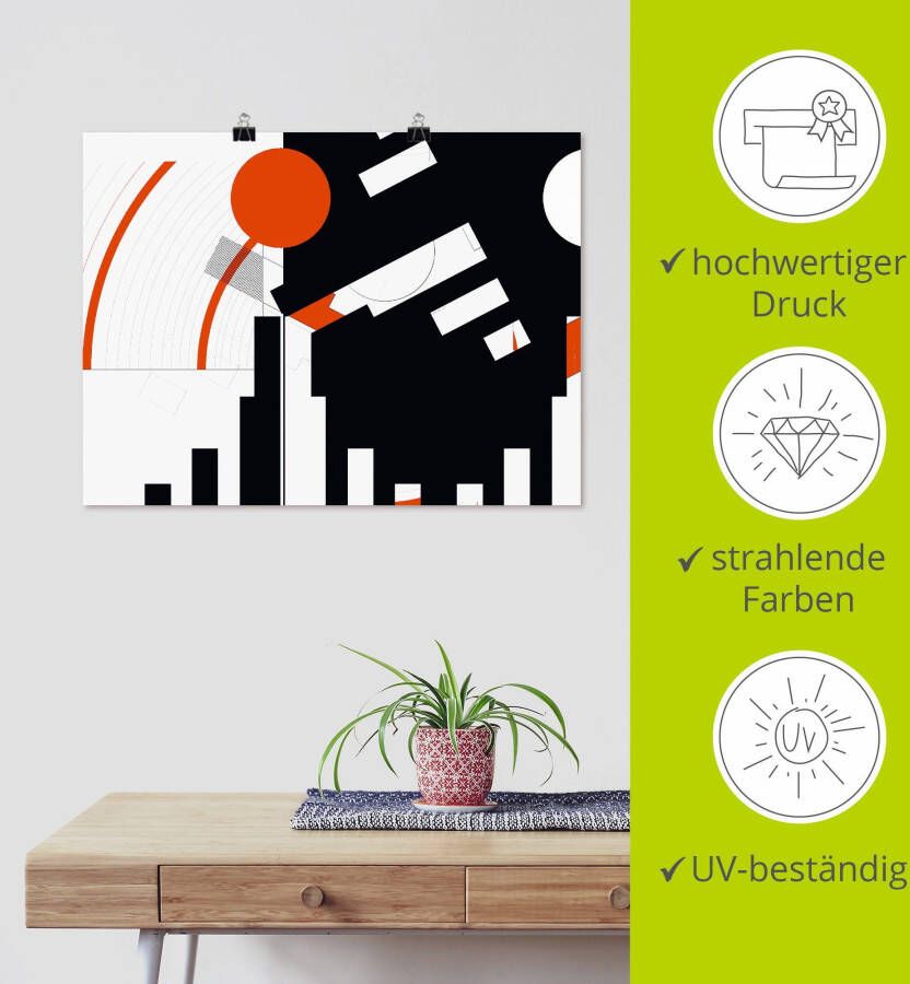 Artland Artprint Zwart-wit raakt rood versie 5 als artprint op linnen poster in verschillende formaten maten