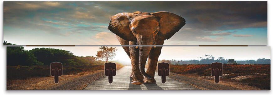 Artland Kapstok Een olifant loopt op de weg